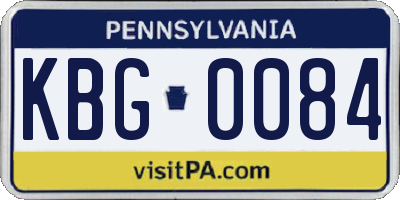 PA license plate KBG0084