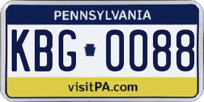 PA license plate KBG0088
