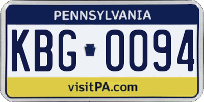 PA license plate KBG0094