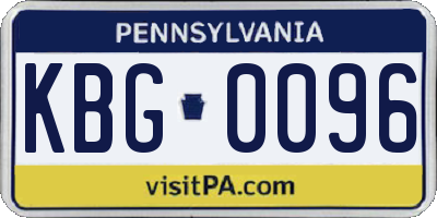 PA license plate KBG0096
