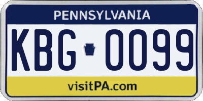 PA license plate KBG0099