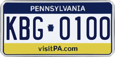 PA license plate KBG0100