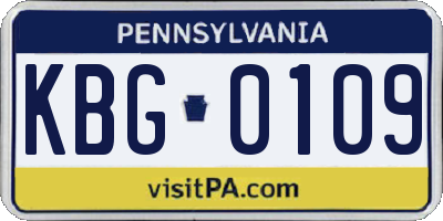 PA license plate KBG0109