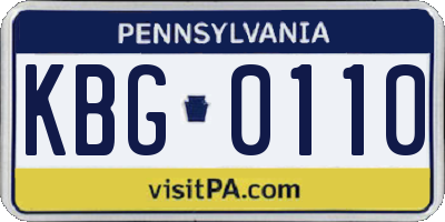 PA license plate KBG0110