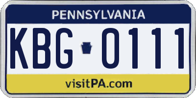 PA license plate KBG0111
