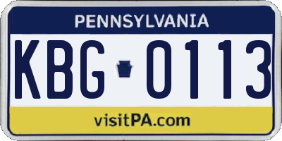 PA license plate KBG0113