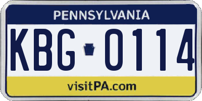 PA license plate KBG0114