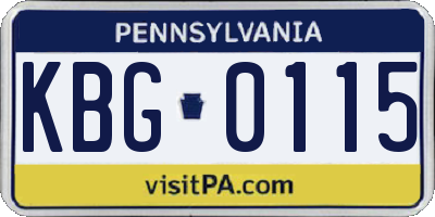 PA license plate KBG0115