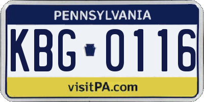 PA license plate KBG0116
