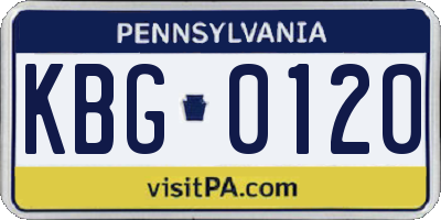 PA license plate KBG0120