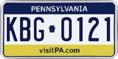 PA license plate KBG0121