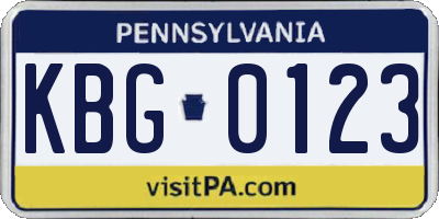 PA license plate KBG0123