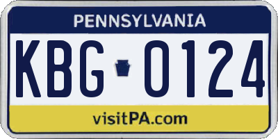 PA license plate KBG0124