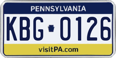 PA license plate KBG0126