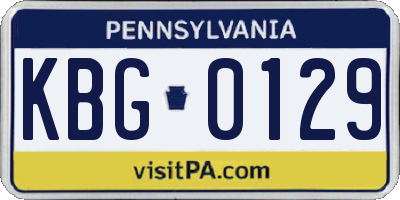 PA license plate KBG0129