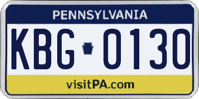 PA license plate KBG0130