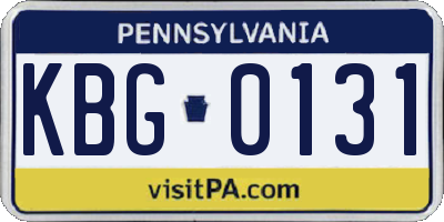 PA license plate KBG0131