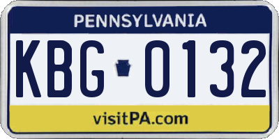 PA license plate KBG0132