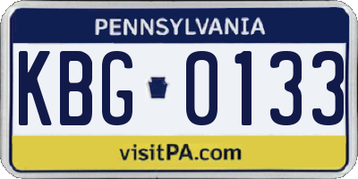 PA license plate KBG0133