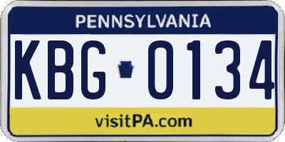 PA license plate KBG0134