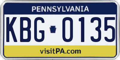 PA license plate KBG0135