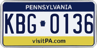 PA license plate KBG0136