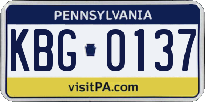 PA license plate KBG0137