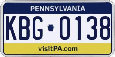 PA license plate KBG0138