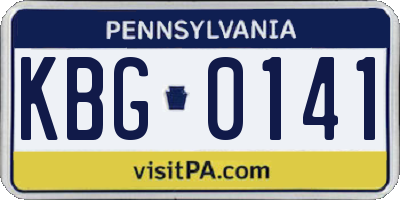 PA license plate KBG0141