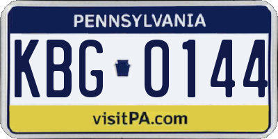 PA license plate KBG0144