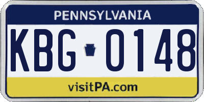 PA license plate KBG0148