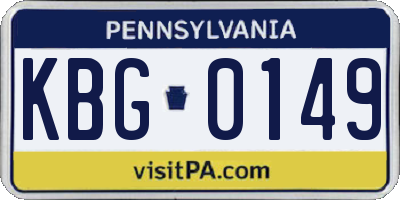 PA license plate KBG0149