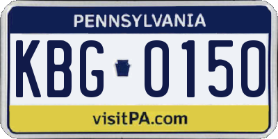 PA license plate KBG0150