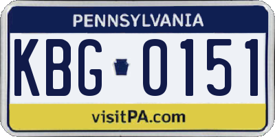 PA license plate KBG0151