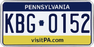 PA license plate KBG0152