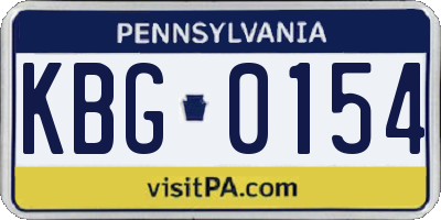 PA license plate KBG0154