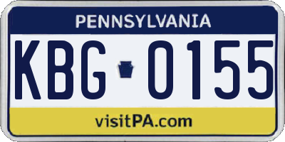 PA license plate KBG0155