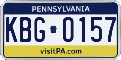 PA license plate KBG0157