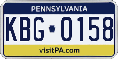 PA license plate KBG0158
