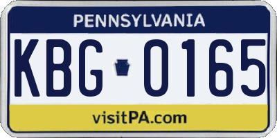 PA license plate KBG0165