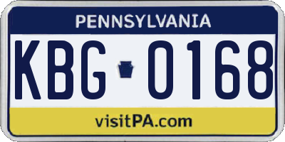 PA license plate KBG0168