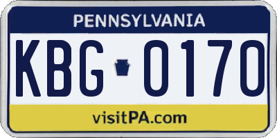 PA license plate KBG0170