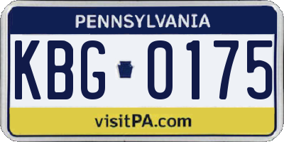 PA license plate KBG0175