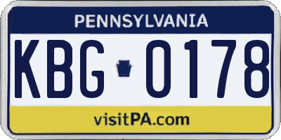 PA license plate KBG0178