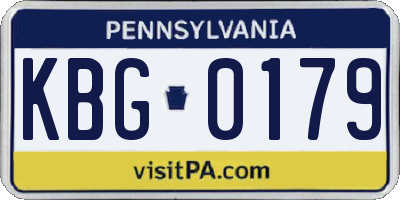 PA license plate KBG0179