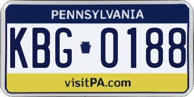 PA license plate KBG0188