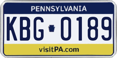 PA license plate KBG0189