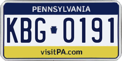 PA license plate KBG0191