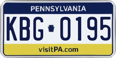 PA license plate KBG0195