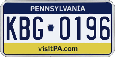 PA license plate KBG0196